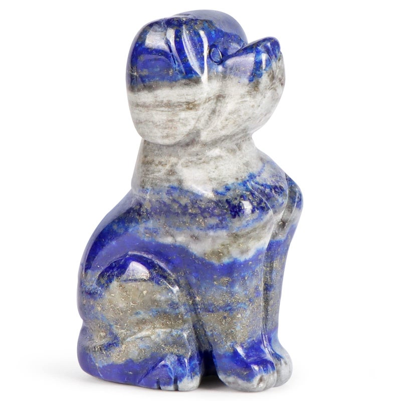 Artistone 2"" Lapis Lazuli Dog Crystal Animals Figurine Carved Gemstone Puppy Dog Statue Sculpture Craft Home Decorations - Image 1