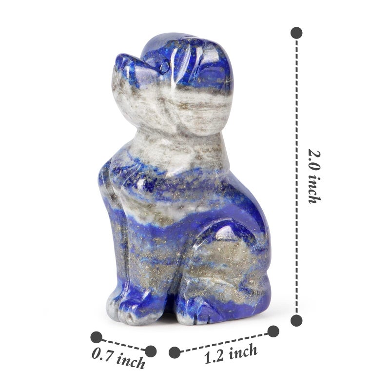 Artistone 2"" Lapis Lazuli Dog Crystal Animals Figurine Carved Gemstone Puppy Dog Statue Sculpture Craft Home Decorations - Image 4
