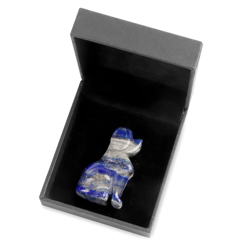 Artistone 2"" Lapis Lazuli Dog Crystal Animals Figurine Carved Gemstone Puppy Dog Statue Sculpture Craft Home Decorations - Image 5