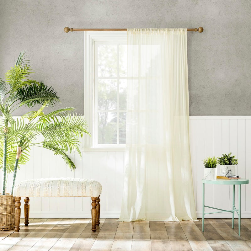 Archaeo 100 Cotton Sheer Curtain 50 x 84 Cream - Image 2