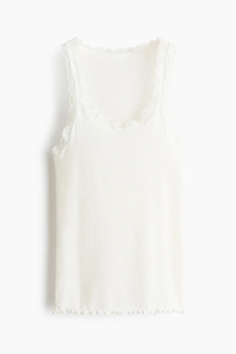 H&M Lace-trimmed viscose-blend vest top