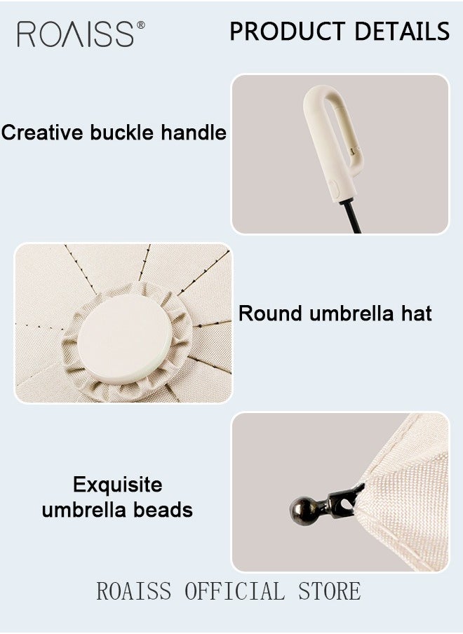 Unisex Multifunctional Automatic Umbrella with Thickened Coating for Cooling and Heat Insulation Dual Umbrella Ribs for Wind and Waterproof Circular Handle for Easy Carrying 10 Rib 3 Fold Design UPF50