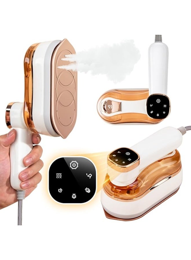 DUNISO مكواة بخار 2 في 1، مكواة بخار محمولة بزاوية 180° مع شاشة LED، مكواة ملابس صغيرة محمولة للسفر، 3 مستويات من بخار الماء، موفرة للمساحة، للاستخدام في المنزل والمكتب والسفر، 1200 واط - Image 1