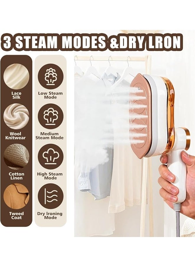 DUNISO مكواة بخار 2 في 1، مكواة بخار محمولة بزاوية 180° مع شاشة LED، مكواة ملابس صغيرة محمولة للسفر، 3 مستويات من بخار الماء، موفرة للمساحة، للاستخدام في المنزل والمكتب والسفر، 1200 واط - Image 5