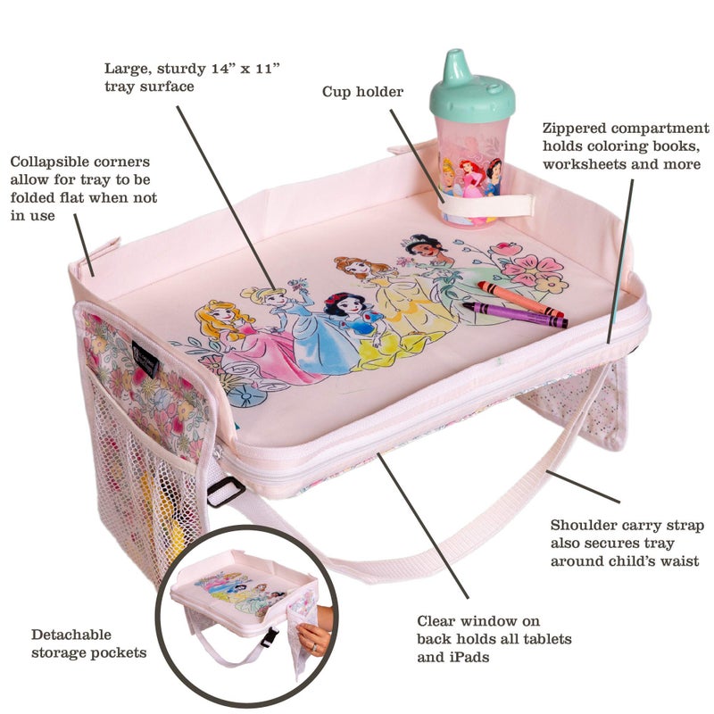 J.L. Childress Disney Baby 3-IN-1 Kids Travel Tray & Tablet Holder - Car Seat Lap Tray Desk for Toddlers, Road Trip Essentials, Car Seat Activity Table, Travel Accessories - Disney Princess - Image 2