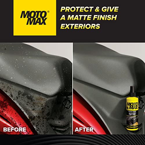 Motomax Protectant Spray (200 ml)| Repels dust, pollutants| Protect, Restore Faded Vinyl, Plastic, Leather, Dashboard, Rubber, Tyres of Cars, Bikes, Motorcycles & Scooty| Provides Long Lasting Shine - Image 4
