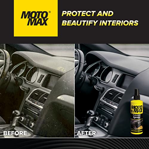 Motomax Protectant Spray (200 ml)| Repels dust, pollutants| Protect, Restore Faded Vinyl, Plastic, Leather, Dashboard, Rubber, Tyres of Cars, Bikes, Motorcycles & Scooty| Provides Long Lasting Shine - Image 2