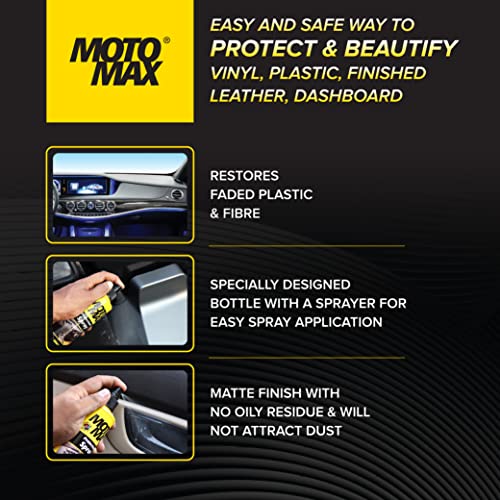 Motomax Protectant Spray (200 ml)| Repels dust, pollutants| Protect, Restore Faded Vinyl, Plastic, Leather, Dashboard, Rubber, Tyres of Cars, Bikes, Motorcycles & Scooty| Provides Long Lasting Shine - Image 3