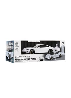 Sharper Image Officially Licensed Porsche Taycan Turbo S Remote Control Electric Car, Working LED Lights & USB-C Charging Station