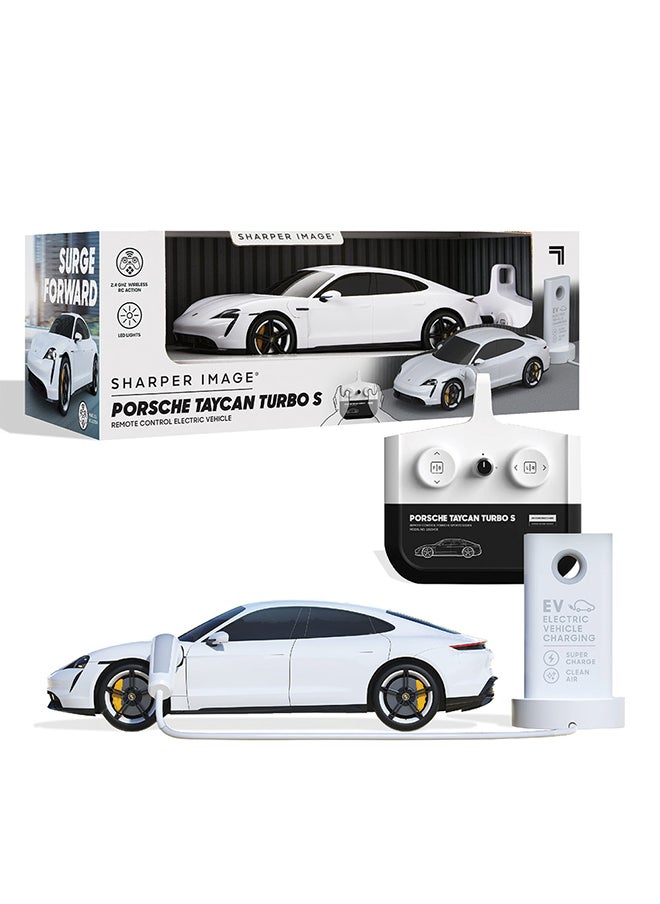 Sharper Image - Sharper Image Officially Licensed Porsche Taycan Turbo S Remote Control Electric Car, Working LED Lights & USB-C Charging Station - Image 1