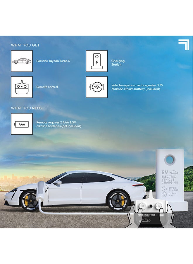 Sharper Image - Sharper Image Officially Licensed Porsche Taycan Turbo S Remote Control Electric Car, Working LED Lights & USB-C Charging Station - Image 1
