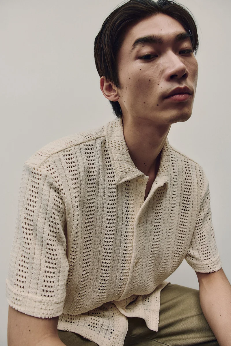 H&M Regular Fit Crochet-Look Shirt