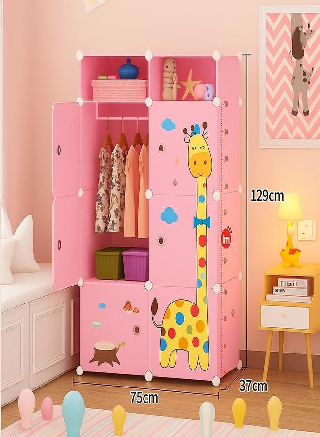 LUHI Plastic Wardrobe for Kids Clothes – Easy to Use Anti-Skid & Non-Slip Effective Professional, Plastic Cupboard for Kids, Foldable Almirah, Collapsible Wardrobe (Pink S4, 8-Shelf-6-Door) - Image 2