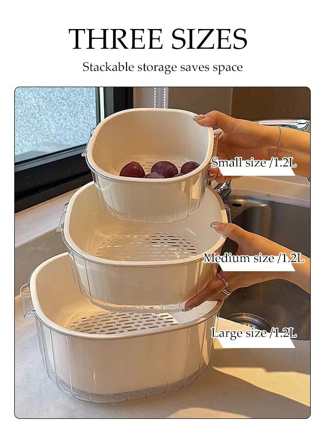 DUNISO Multifunctional Drain Basket Set Drainage Basket Funnel Strainer Double Layer Drainage Baskets Household Kitchen Strainer Bowl Plastic Washing Vegetables Basket with Handle for Fruit Washing, Vegetable Draining and Food Storage - Image 5