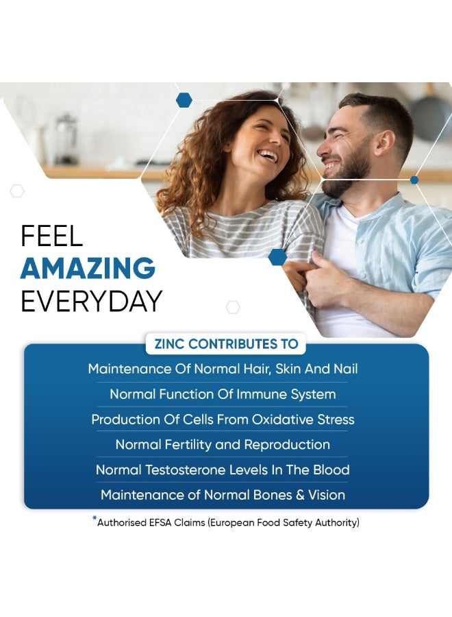 زنك بيسجليسينات 50 ملغ – يدعم صحة المناعة والبشرة والتوازن الهرموني، 400 قرص، صنع في المملكة المتحدة - Image 3