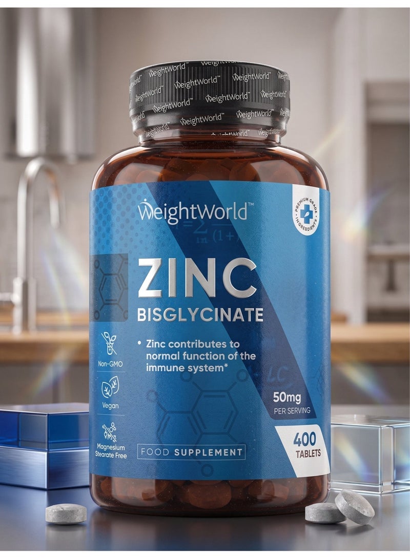 WeightWorld Zinc Bisglycinate 50mg – High Absorption Immune Support & Skin Health – 400 Vegan Tablets (6 Months Supply) – Made in UK - Image 2