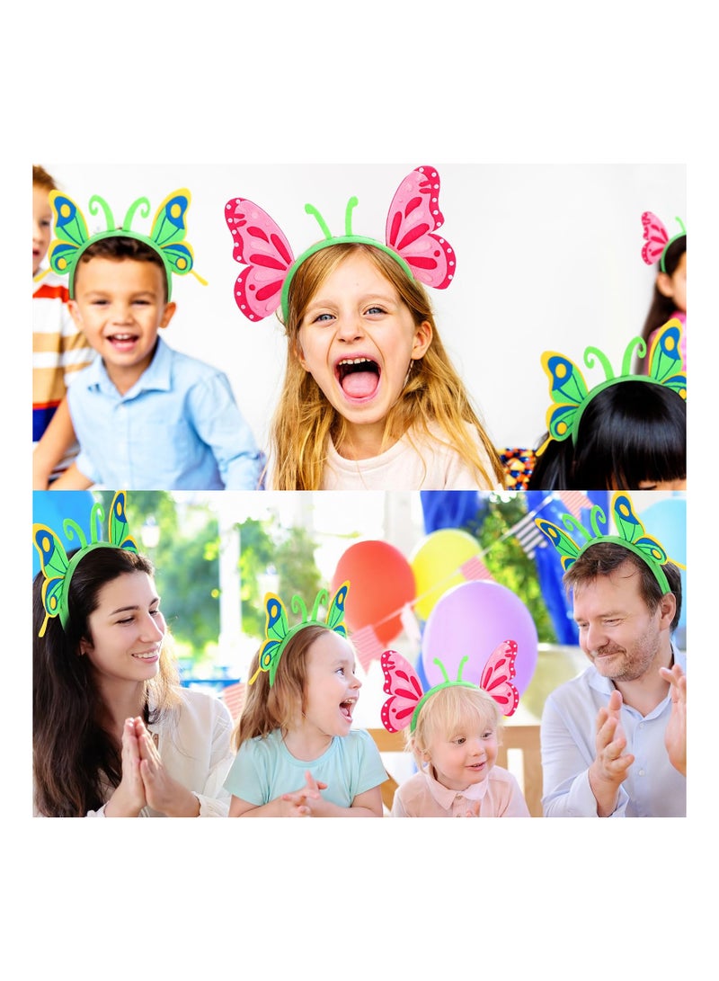 SYOSI 4 Pack Butterfly Headbands Felt Adjustable Wing Pink and Green Headwear for Kids Brithday Favor Children's Hair Hoops Kindergarten Performance Props Accessories Ball Head Ladybug - Image 2