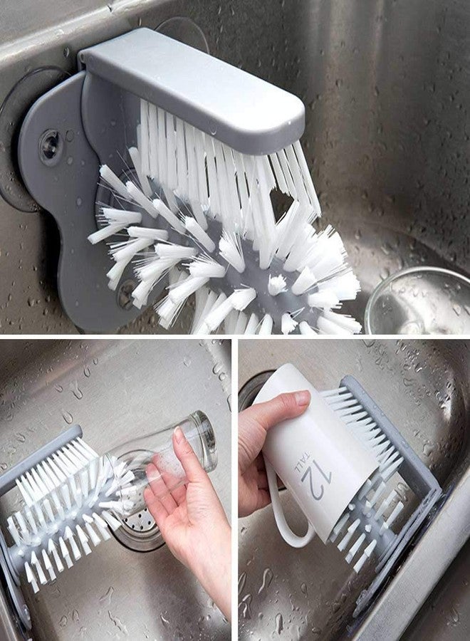 MSA Glass Washer with Double Sided Brush, Glass Cup Brush Cleaner with Suction Cups, Standing Glass Bottle Cup Cleaner for Kitchen Sink Washing Cleaning Tools - Image 5