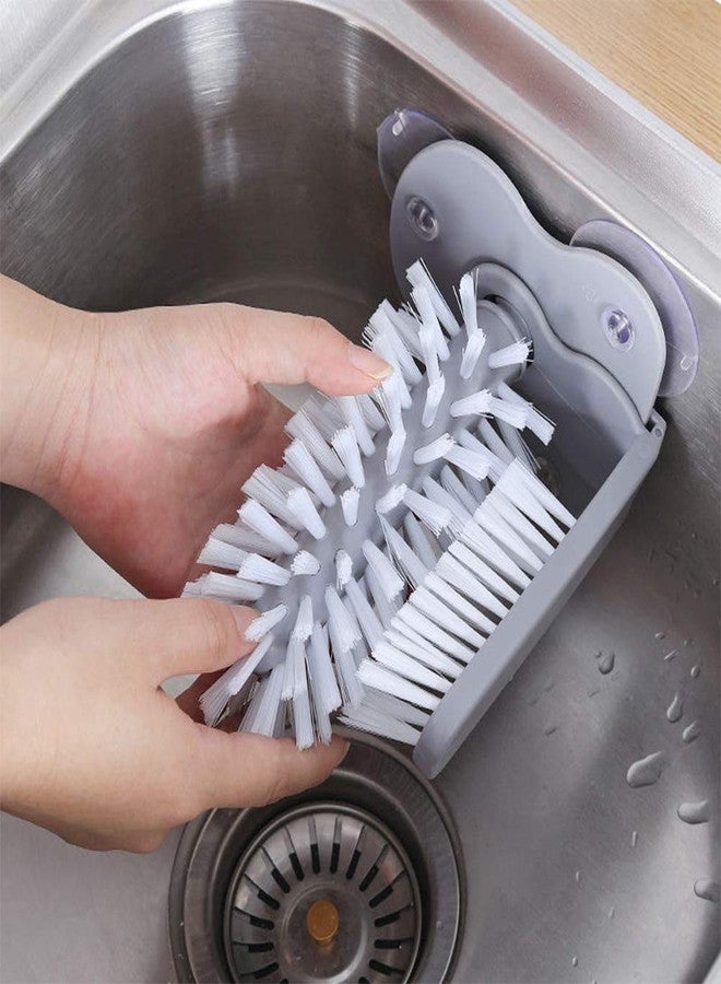 MSA Glass Washer with Double Sided Brush, Glass Cup Brush Cleaner with Suction Cups, Standing Glass Bottle Cup Cleaner for Kitchen Sink Washing Cleaning Tools - Image 4