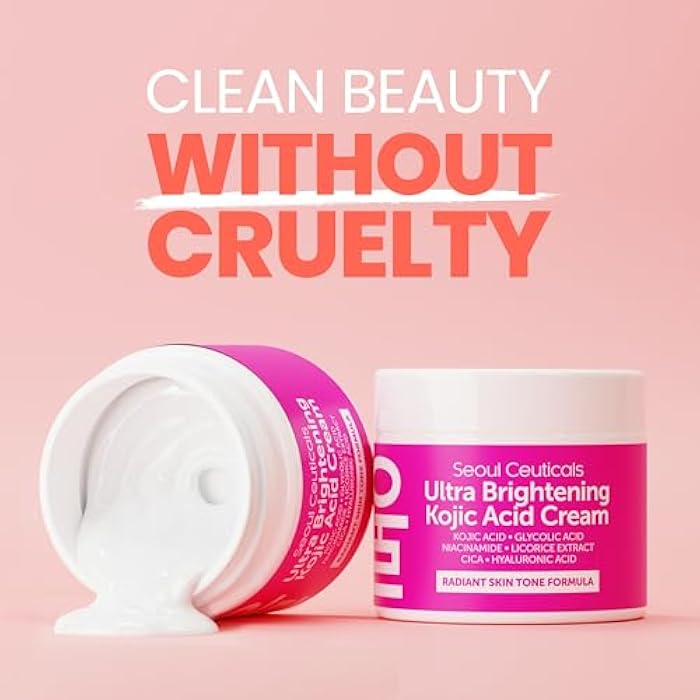 SeoulCeuticals Korean Kojic Acid Cream Dark Spot Remover + Glycolic Acid + Niacinamide + Cica + HA Moisturizer - Cruelty Free K Beauty Skincare 2oz - Image 4