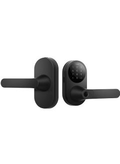 Smart Lock U300,Fingerprint Keyless Entry Door Lock with Handle, Matter Over Thread with Apple Home Keys,Touchscreen Keypad,Smart Lever Lock Supports Apple Home, Alexa,Google, IFTTT-Black
