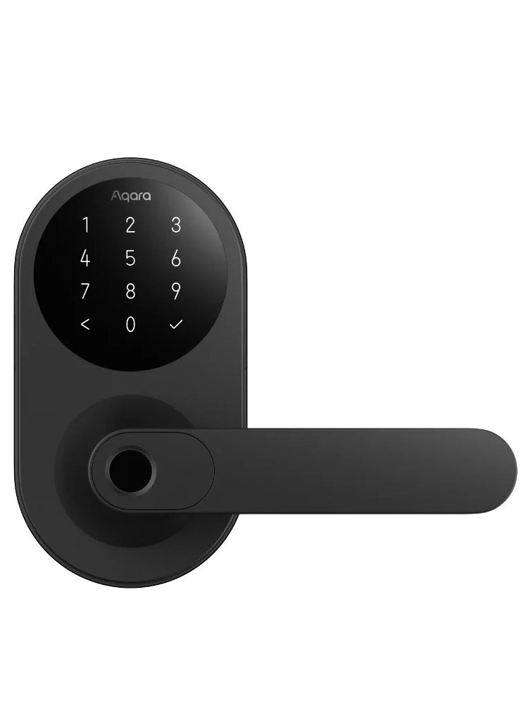 Aqara - Smart Lock U300,Fingerprint Keyless Entry Door Lock with Handle, Matter Over Thread with Apple Home Keys,Touchscreen Keypad,Smart Lever Lock Supports Apple Home, Alexa,Google, IFTTT-Black - Image 1