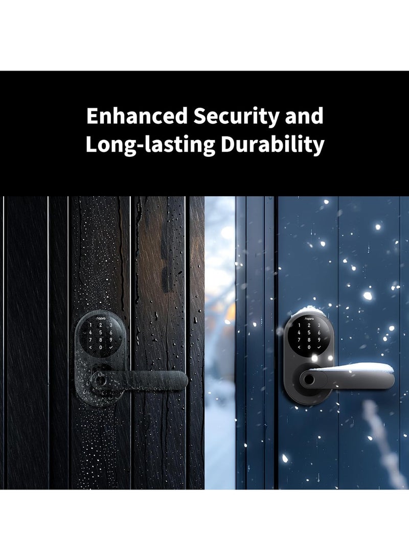 Aqara - Smart Lock U300,Fingerprint Keyless Entry Door Lock with Handle, Matter Over Thread with Apple Home Keys,Touchscreen Keypad,Smart Lever Lock Supports Apple Home, Alexa,Google, IFTTT-Black - Image 1