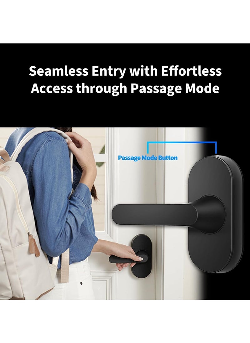 Aqara - Smart Lock U300,Fingerprint Keyless Entry Door Lock with Handle, Matter Over Thread with Apple Home Keys,Touchscreen Keypad,Smart Lever Lock Supports Apple Home, Alexa,Google, IFTTT-Black - Image 1