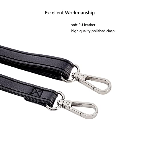 Xiazw Adjustable Soft PU Leather Shoulder Crossbody Purse Strap Bag Chain Replacement (Black - Silver) - Image 2