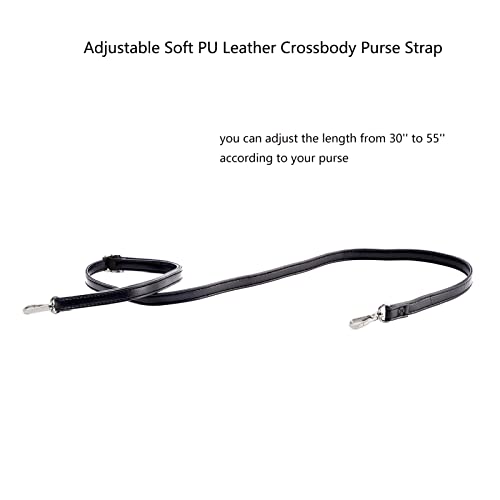 Xiazw Adjustable Soft PU Leather Shoulder Crossbody Purse Strap Bag Chain Replacement (Black - Silver) - Image 3