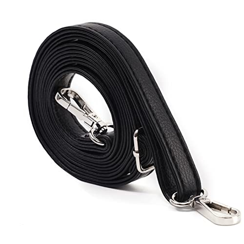 Xiazw Adjustable Soft PU Leather Shoulder Crossbody Purse Strap Bag Chain Replacement (Black - Silver) - Image 1