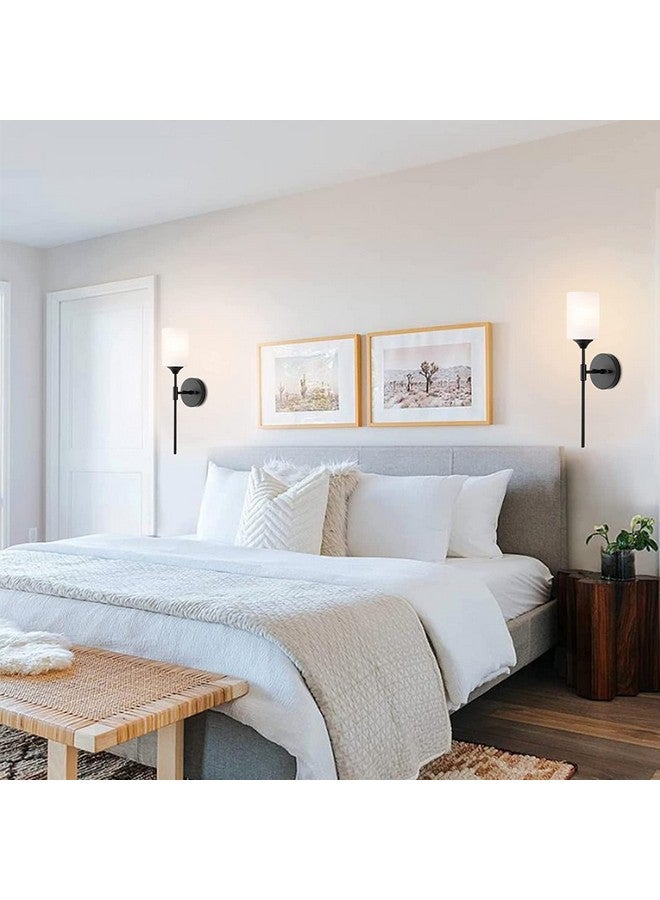 SINOMAN مصباح حائط أسود من SINOMAN مع ظل زجاجي، ضوء أكسنت عصري للمساحات الداخلية، متوافق مع لمبة E27، مثالي لغرف النوم، الممرات، ومناطق المعيشة (بدون لمبة) - Image 2