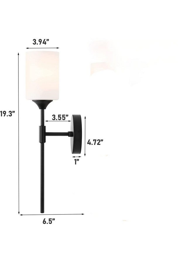 SINOMAN مصباح حائط أسود من SINOMAN مع ظل زجاجي، ضوء أكسنت عصري للمساحات الداخلية، متوافق مع لمبة E27، مثالي لغرف النوم، الممرات، ومناطق المعيشة (بدون لمبة) - Image 4