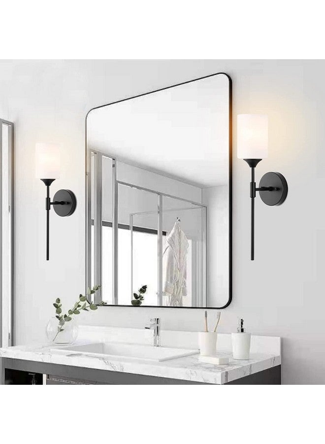 SINOMAN مصباح حائط أسود من SINOMAN مع ظل زجاجي، ضوء أكسنت عصري للمساحات الداخلية، متوافق مع لمبة E27، مثالي لغرف النوم، الممرات، ومناطق المعيشة (بدون لمبة) - Image 3