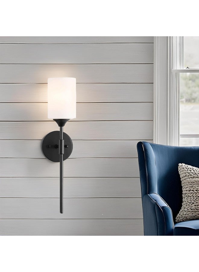 SINOMAN مصباح حائط أسود من SINOMAN مع ظل زجاجي، ضوء أكسنت عصري للمساحات الداخلية، متوافق مع لمبة E27، مثالي لغرف النوم، الممرات، ومناطق المعيشة (بدون لمبة) - Image 1