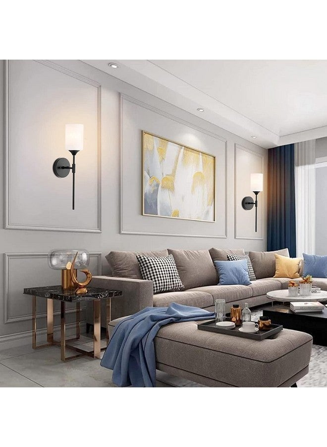 SINOMAN مصباح حائط أسود من SINOMAN مع ظل زجاجي، ضوء أكسنت عصري للمساحات الداخلية، متوافق مع لمبة E27، مثالي لغرف النوم، الممرات، ومناطق المعيشة (بدون لمبة) - Image 5