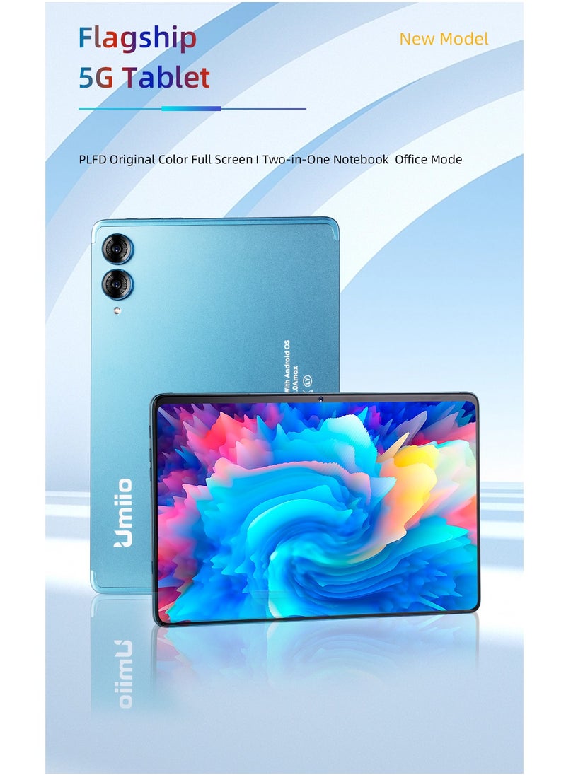 Umiio - Smart Tablet PC with Keyboard and Mouse 10.1-inch HD Screen 8GB RAM 256GB ROM Front and Rear Camera WiFi and Dual SIM Network Android Tab with Leather Cover - Image 1