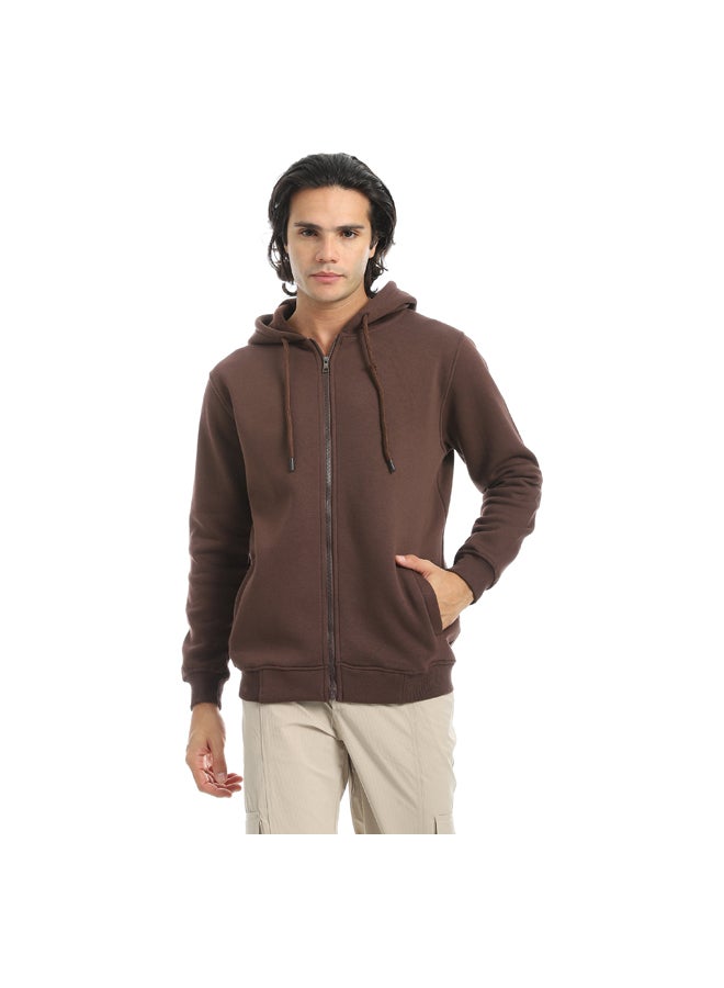 Andora Inner Fleeced For Everyday Use Hooded Zipper Closure Jacket _ Brown - Image 1