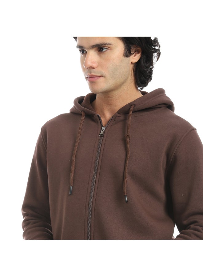 Andora Inner Fleeced For Everyday Use Hooded Zipper Closure Jacket _ Brown - Image 3