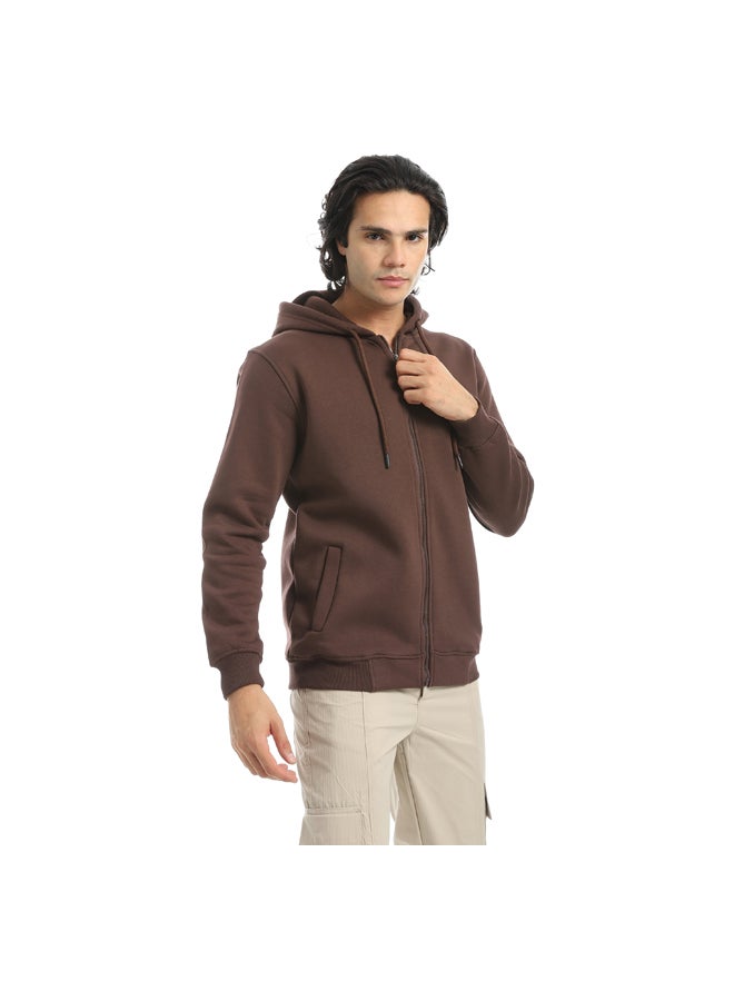 Andora Inner Fleeced For Everyday Use Hooded Zipper Closure Jacket _ Brown - Image 2