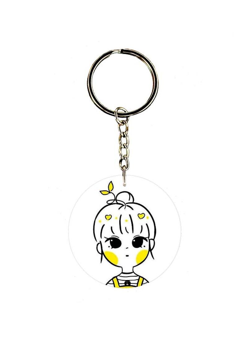 Girl Printed Double Sided Keychain