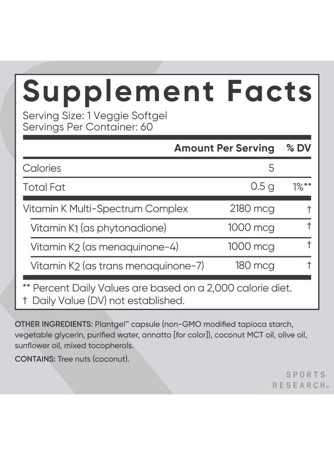 SPORTS RESEARCH SR Vitamin K Multi Spectrum 60 Veggie Softgel - Image 4