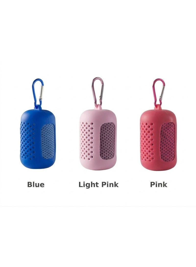 3-Pack Microfiber Cooling Towels for Sports with Silicone Case – Quick Absorbent & Fast Drying – Ideal for Gym & Yoga – 80×30 cm - Image 3