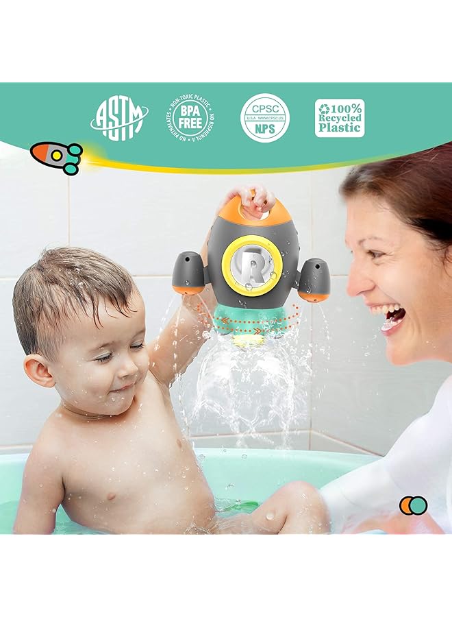 إيروريكس ألعاب استحمام للأطفال على شكل صاروخ فضائي، لعبة رشاش مياه دوار، ألعاب حوض استحمام على شكل صاروخ فضائي للأطفال الصغار - Image 4
