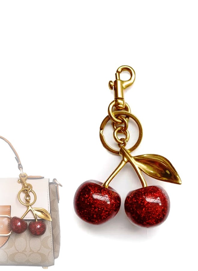 Cherry Bag Charm Purse Charms Keychain- Car Cherry Accessories Bag Accessory keychians Gifts for Women Purses Bags Handbags Wallets Backpacks - Image 1