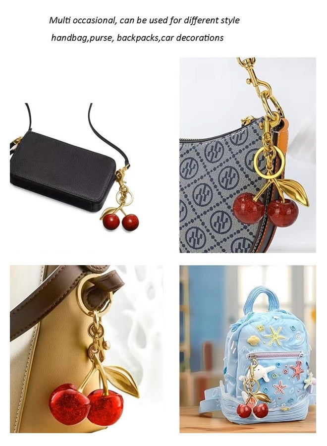 Cherry Bag Charm Purse Charms Keychain- Car Cherry Accessories Bag Accessory keychians Gifts for Women Purses Bags Handbags Wallets Backpacks - Image 3