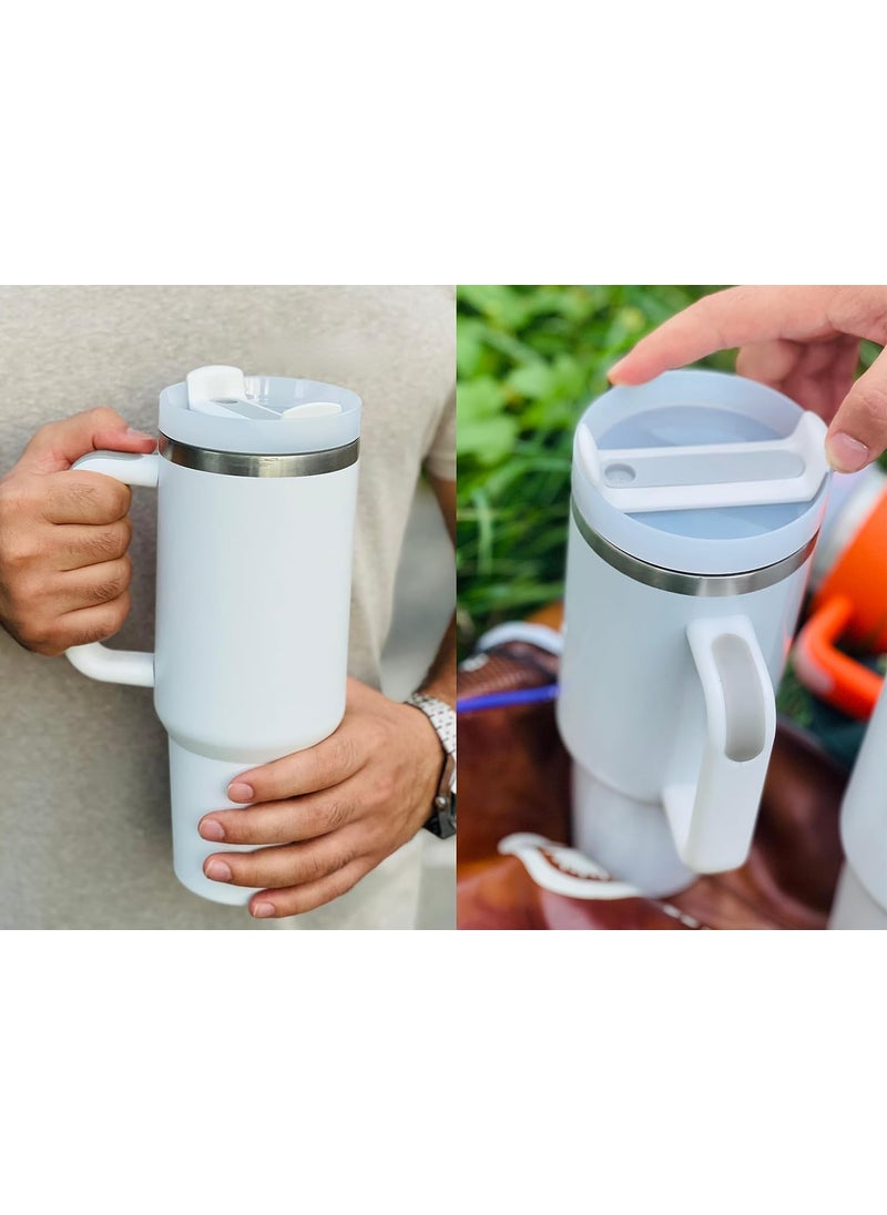 DIVHUK DIVHUK Tumbler with Handle and Straw Lid Insulated Reusable Stainless Steel Water Bottle Travel Mug Iced Coffee Cup Travel Mug for Hot and Cold Beverages 40 oz Tumbler with Handle Blue  - Image 4