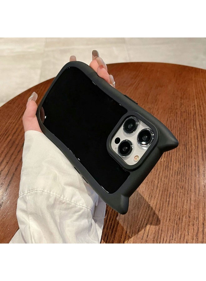 NIBEMINENT Cat Ears Protective TPU Case Cover For iPhone 15 Plus, Black - Image 2