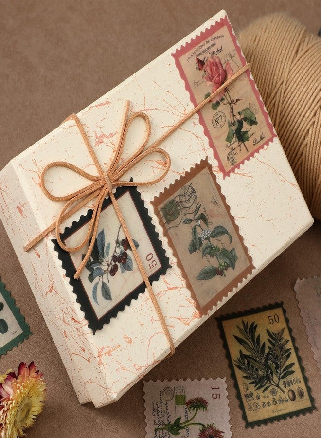 Xosjska 60 PCS Vintage Postage Stamp Stickers, Retro Stamps for Scrapbooking Aesthetic Botanical Decorative Stickers Vintage Postage Stamps for Junk Journal Planners Notebooks DIY Crafts Water Bottles Laptop - Image 5