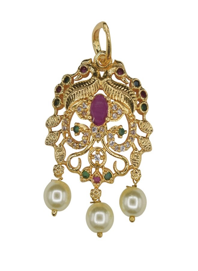 GVG PLATING WORKS GVG Gold Plated Multi Stone pendant Dollar Traditional jewellery for Womens LB-3890 - Image 1